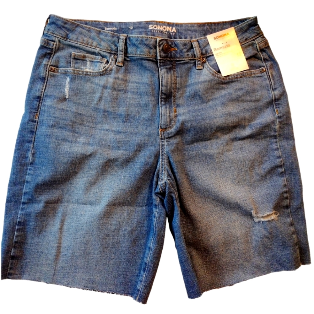 Sonoma Bermuda Shirts, Girls, Size 12, Blue Jean